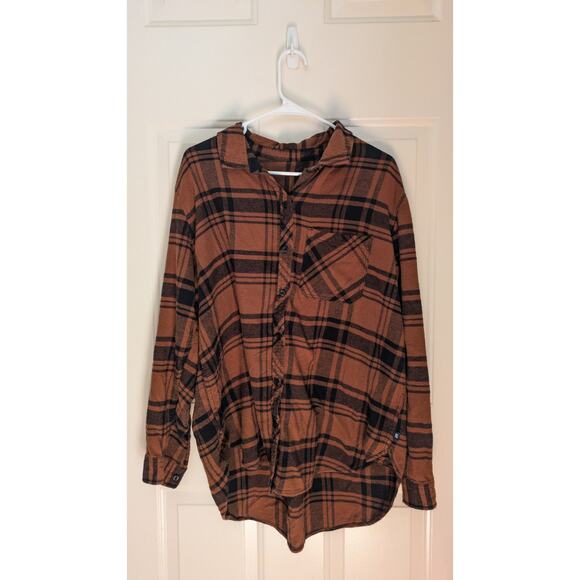 Gap Brown and Black Flannel Button Down, Large, Soft, Textured, Fall, Autumn - Picture 1 of 5